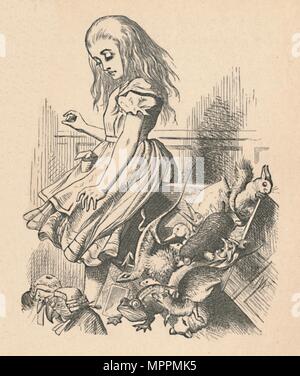"Alice e animali. Il caos e la corte", 1889. Artista: John Tenniel. Foto Stock