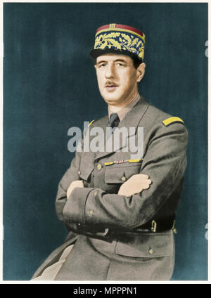Charles André Joseph Marie De Gaulle, 1940. Artista: sconosciuto. Foto Stock