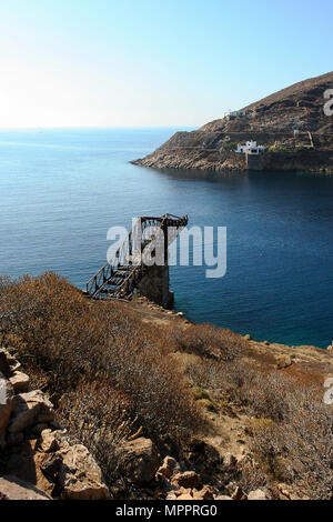 Grecia SERIFOS, CICLADI, 21/08/2007: Mega Livadi miniera abbandonata Foto Stock