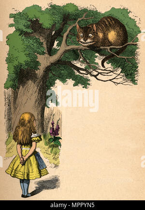"Alice e lo Stregatto", 1889. Artista: John Tenniel. Foto Stock