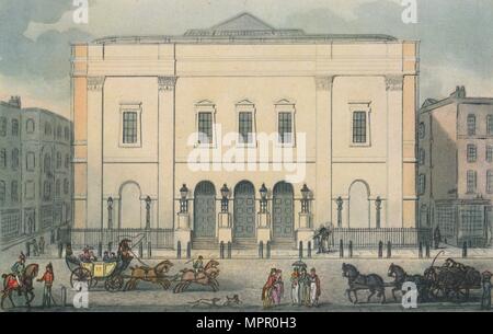 Vista frontale del Theatre Royal Drury Lane, Westminster, Londra, 1812. Artista: Anon. Foto Stock