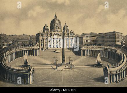 "Roma - Basilica e la Piazza di San Pietro. Palazzo Vaticano", 1910. Artista: sconosciuto. Foto Stock