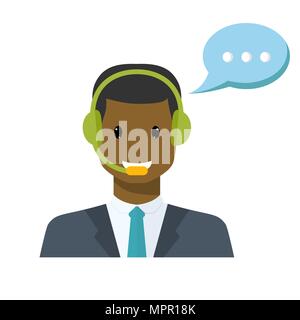 Call center avatar in uno stile piatto con una cuffia Illustrazione Vettoriale