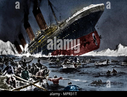 Il naufragio del Titanic, 14 aprile 1912. Artista: sconosciuto. Foto Stock