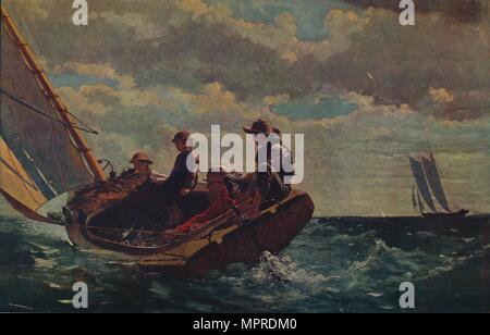 "Breezing Up", 1873-1876. Artista: Winslow Homer. Foto Stock