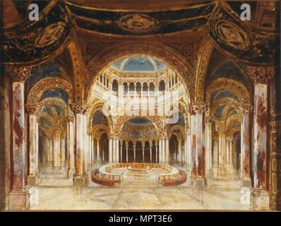 Il Tempio del Santo Graal. Set design per opera Parsifal di Richard Wagner, 1882. Foto Stock