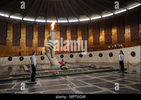 Volgograd, Russia - Luglio 10, 2017: Hall di gloria militare sul Mamaev Kurgan a Volgograd. Foto Stock