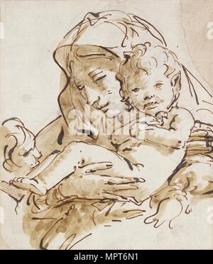 La Vergine con il bambino e il neonato St John, c1770. Artisti: Giovanni Battista Tiepolo, San Giovanni Evangelista. Foto Stock