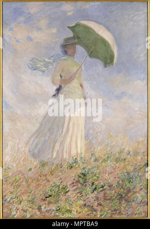 Una donna con il parasole (Essai de figura en plein air (vers la droite). Foto Stock