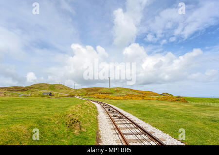 Great Orme sede tranviaria, la Gran Bretagna è soltanto il cavo-trasportata su strada pubblica linea tramviaria a Great Orme Country Park & Riserva Naturale, Llandudno, Galles del Nord, Regno Unito. Foto Stock