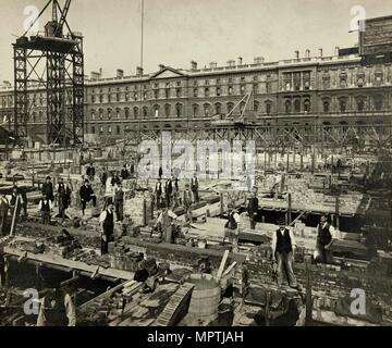 Costruzione di nuovi uffici governativi, Great George Street, Westminster, London, 1902 Artista: SB Bolas & Co. Foto Stock