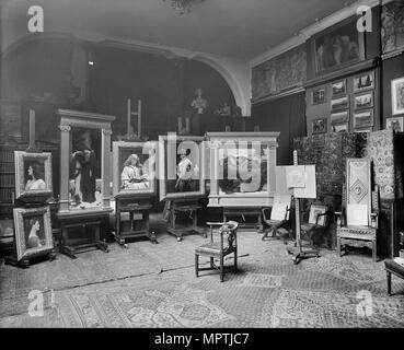 Lord Frederic Leighton's studio, Leighton House, 12 Holland Park Road, Londra, 1895. Artista: Bedford Lemere e società. Foto Stock