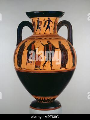 Attico black-figura collo anfora, c540 BC. Artista: La Affecter. Foto Stock