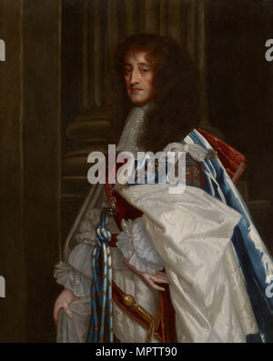Ritratto di Prince Rupert del Reno (1619-1682), che indossa le vesti dell'Ordine della Giarrettiera. Foto Stock