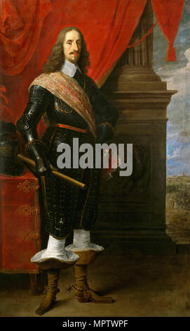 Arciduca Leopoldo Guglielmo d'Austria (1614-1662), con l'Assedio di Gravelingen in background. Foto Stock