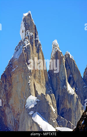 Cerro Torre, Torre Egger e Cerro Standhardt in Patagonia Ande di Argentina Foto Stock