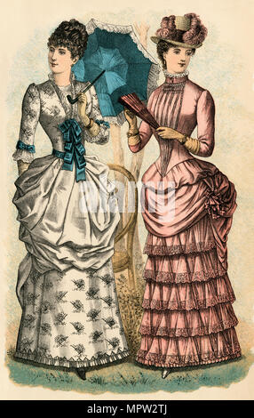 Godey's ladies fashions, 1880. Litografia a colori Foto Stock