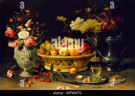 Natura morta di fiori e frutti, 1608-1621. Artista: Clara Peeters. Foto Stock