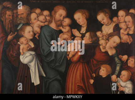 Cristo la benedizione dei bambini (Lasciate che i bambini vengano a me), dopo il 1537. Foto Stock