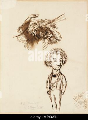 La caricatura di Algernon Charles Swinburne, 1863. Artista: Sir Edward Coley Burne-Jones. Foto Stock