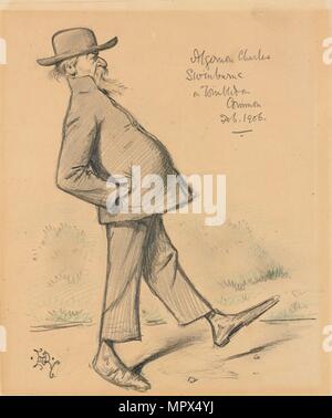 Algernon Charles Swinburne su Wimbledon Common, 1906. Artista: Edward Tennyson Reed. Foto Stock