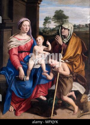 "La Vergine e il bambino con santa Elisabetta e il neonato St John', del XVII secolo. Artista: Giovanni Battista Salvi da Sassoferrato. Foto Stock