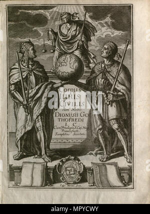 Justinianus Corpus Iuris Civilis (corpo del diritto civile). Frontespizio, 1663. Foto Stock