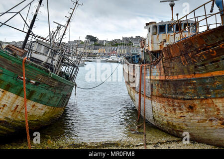 La barca cimitero di Camaret-sur-Mer, Brittany, Francia. Foto Stock