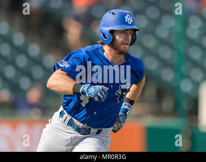 23 maggio 2018: New Orleans infielder Owen Magee (4) durante il 2018 Southland Conference Championships. Il gioco 3 New Orleans vs Sam Houston al campo di costellazione di Sugar Land, Texas. No. 8 New Orleans corsari sconvolto il No. 1 Sam Houston membro 4-3 in dieci inning, qualcosa non è accaduto poiché 2015 Foto Stock