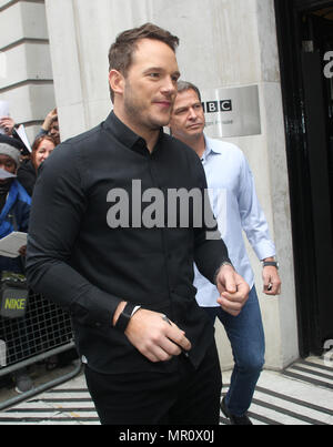 Londra, Regno Unito, 25 maggio 2018. Chris Pratt ha visto arrivare agli studi della BBC Wogan House Credit: Foto Stock