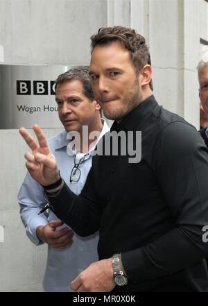 Londra, Regno Unito, 25 maggio 2018. Chris Pratt ha visto arrivare agli studi della BBC Wogan House Credit: Foto Stock