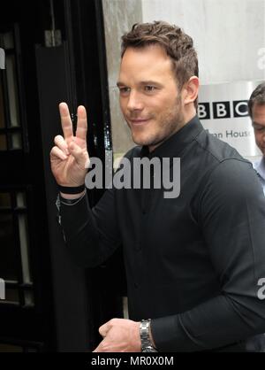 Londra, Regno Unito, 25 maggio 2018. Chris Pratt ha visto arrivare agli studi della BBC Wogan House Credit: Foto Stock