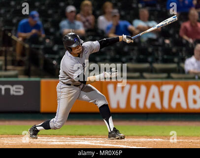 23 maggio 2018: Central Arkansas infielder Rigo Aguilar (21) durante il 2018 Southland Conference Championships. Il gioco 4 Houston Baptist University vs Arkansas centrale al campo di costellazione di Sugar Land, Texas. Houston Battista ha vinto in sette inning 14 - 4 Foto Stock