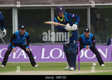 London, England, 25 maggio 2018. Cameron ovatta di acciaio per Durham contro Worcestershire nel Royal London un giorno corrispondono a Roseworth terrazza. Credito: Colin Edwards/Alamy Live News. Foto Stock