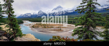 Panorama sulla Icefields Parkway, Jasper National Park, Canada Foto Stock