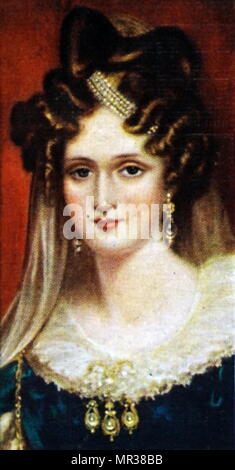 Carta di sigaretta raffiguranti Adelaide di Sax-Meiningen. Adelaide di Sax-Meiningen (1792-1849) la regina consorte del Regno Unito e di Hannover come sposa di Guglielmo IV del Regno Unito. Datata del XIX secolo Foto Stock