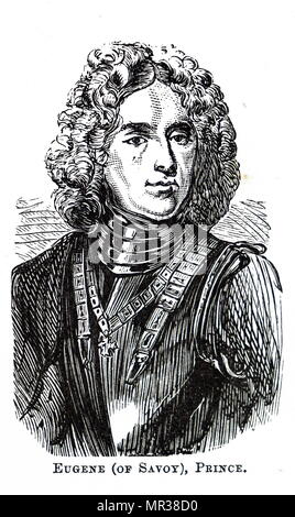 Ritratto del principe Eugenio di Savoia (1663-1736) un generale dell'esercito imperiale e statista del Sacro Romano Impero e la Archduchy dell'Austria. Datata xviii secolo Foto Stock