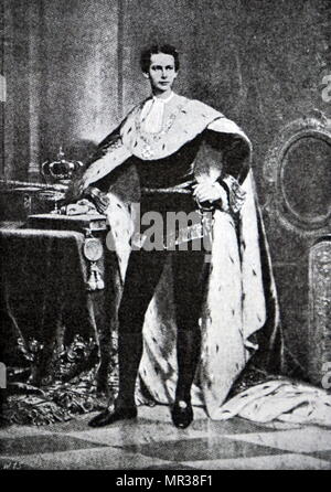 Ritratto fotografico di Ludwig II di Baviera (1845-1886), re di Baviera. Datata del XIX secolo Foto Stock