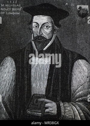 Ritratto di Nicholas Ridley (1500-1555) un vescovo inglese di Londra. Datata xvi secolo Foto Stock