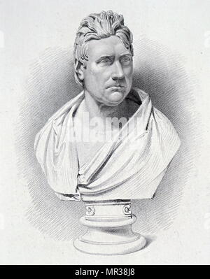 Busto di John Rennie il Vecchio (1761-1821) un scozzese civile ingegnere che ha progettato molti ponti, canali, e dock. Datata del XIX secolo Foto Stock