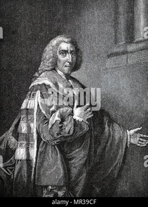 Ritratto di William Pitt, 1° Conte di Chatham (1708-1778) uno statista inglese del Whig group che ha portato il governo della Gran Bretagna. Datata xviii secolo Foto Stock