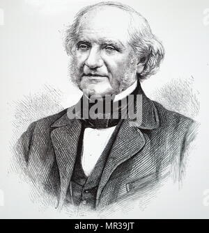 Ritratto di George Peabody (1795-1869) un finanziere American-British che è stato considerato come il padre della moderna filantropia'. Datata del XIX secolo Foto Stock