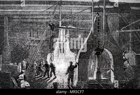 Incisione raffigurante il piano di fabbricazione di Robert Stephenson e società, una locomotiva manufacturing company fondata nel 1823. Datata del XIX secolo Foto Stock