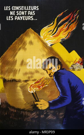 Les conseilleurs ne sont pas les payeurs' 1943. Artista: Bedos. La seconda guerra mondiale, propaganda francese Poster raffigurante una minacciosa azienda individuale con una fiaccola in mano sinistra, che ha appena dato fuoco alla haystacks e una mietitrebbia destinato a mettere in guardia i contadini francesi contro atti di distruzione delle apparecchiature agricole e le colture, attribuito alla resistenza. Foto Stock