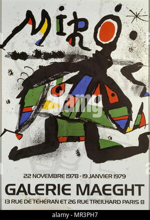 Stile surreale litografia di circa 1973 dell'artista spagnolo Joan Miro.(1893 - 1983), pittore, scultore e ceramista nato a Barcellona. Foto Stock