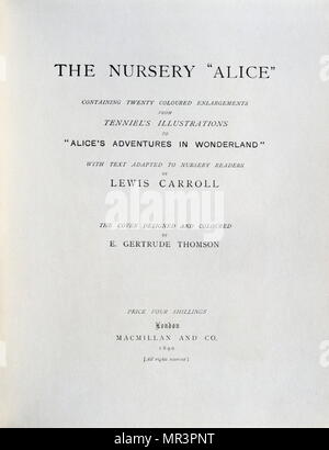 Illustrazione di Tenniel, dal 1890 edizione di "Alice nel paese delle meraviglie" da Lewis Carroll. Foto Stock