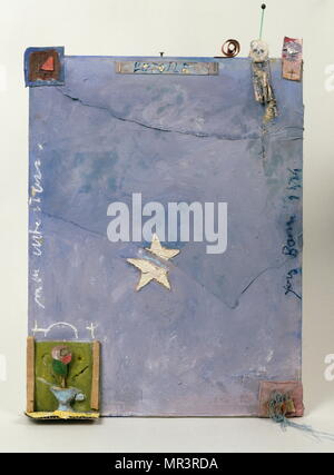 Mixed media composizione in French-Algerian artista Yves Baume; nato 1933 Foto Stock