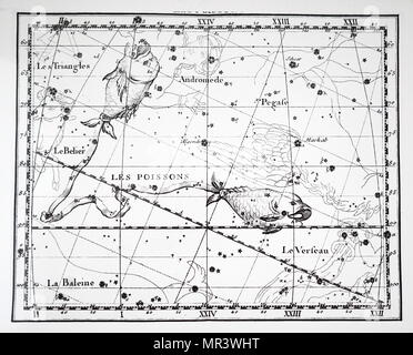 Grafico che mostra la costellazione dei pesci. Datata xviii secolo Foto Stock