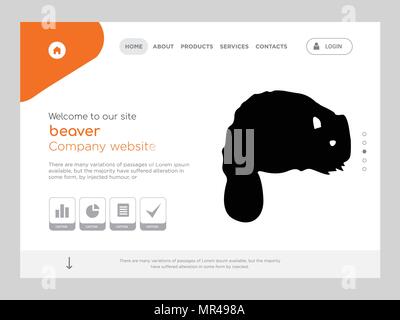 La qualità di una pagina beaver Website template EPS vettoriali, moderno Web Design con piatto e gli elementi di interfaccia utente illustrazione del paesaggio, ideale per landing page Illustrazione Vettoriale