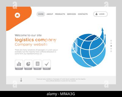 La qualità di una pagina la società di logistica Website template EPS vettoriali, moderno Web Design con piatto e gli elementi di interfaccia utente illustrazione del paesaggio, ideale per l'atterraggio Illustrazione Vettoriale